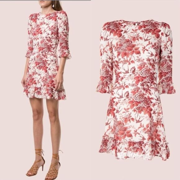 Reformation Doutzen Mini Red White Dress Size 2 - Picture 1 of 10